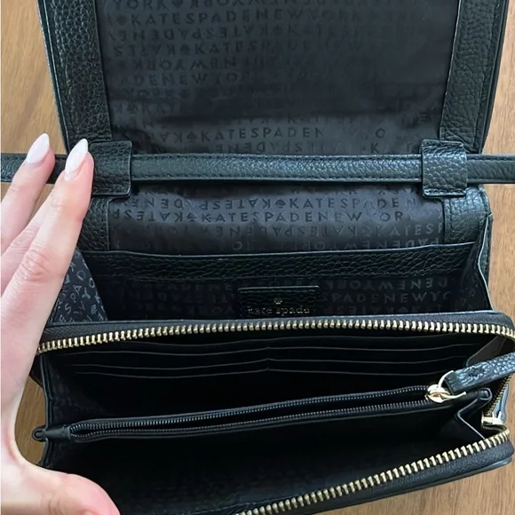 kate spade Black Pebbled Leather Crossbody with Tassel - Picture 3 of 4